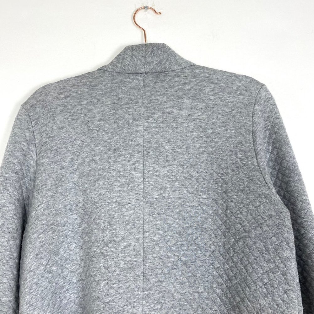 Eileen Fisher One Button Quilted Jacket Cardigan Sweater Grey - Picture 5 of 10